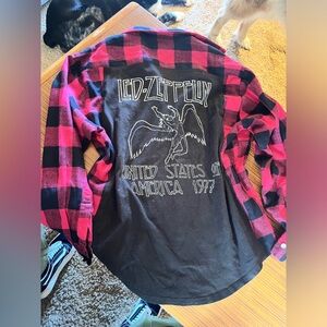 Women's Black and Red Plaid Top